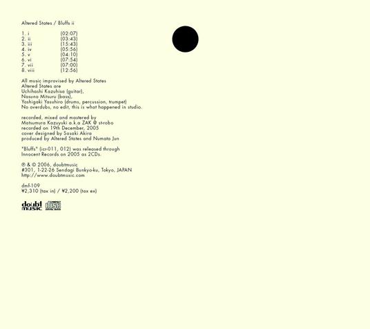 Bluffs II - CD Audio di Altered States