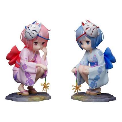 Re:zero -starting Life In Another World- Pvc Statuas 1/7 Rem & Ram Childhood Summer Memories 11 Cm Furyu