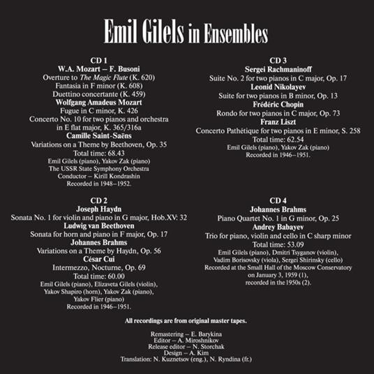 Emil Gilels in ensemble - CD Audio di Emil Gilels - 2