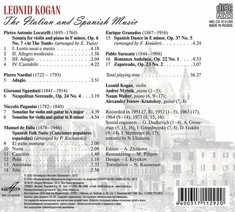 Musica italiana e spagnola - CD Audio di Leonid Kogan - 2