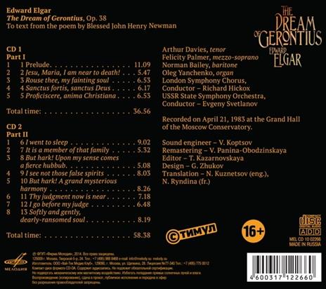 The Dream of Gerontius - CD Audio di Edward Elgar,Evgeny Svetlanov - 2