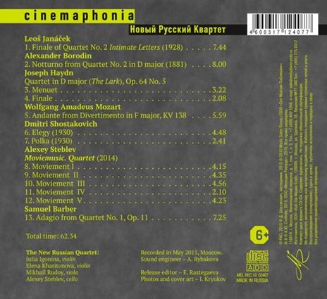 Cinemaphonia. Musica per quartetto d'archi utilizzata nei film - CD Audio - 2