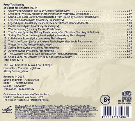 16 canti per bambini op.54 - CD Audio di Pyotr Ilyich Tchaikovsky - 2