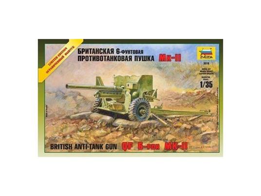 ZVEZDA 3518 BRITISH ANTI - TANK GUN QF 6 PDR 1/35 KIT DI MONTAGGIO Modellino