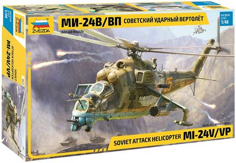 Zvezda 1:48 Mil Mi-24V/VP(HIND) Combat Elicottero, Costruzione in plastica, Kit da assemblare, Riproduzione dettagliata, 4823