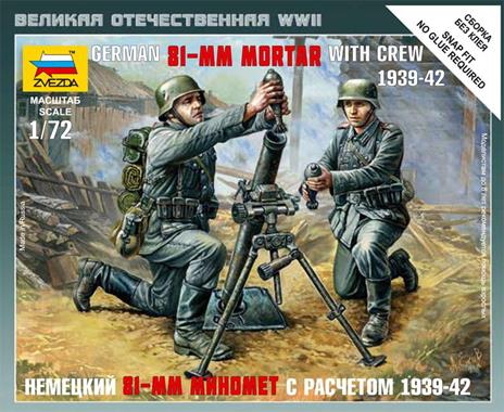 German 81 mm. Mortar With Crew 1939-42 Plastic Kit 1:72 Model Z6111