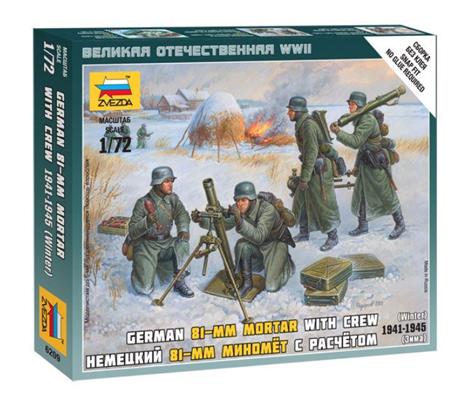 German 80mm Mortar With Crew Plastic Kit 1:72 Model Z6209
