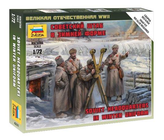 Soviet Headquater in Winter Uniform Figure Plastic Kit 1:72 Model Z6231 - 2