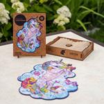 Unidragon Wooden Puzzle Jigsaw, Best Gift for Adults and Kids, Unique Shape Jigsaw Pieces Inspiring Unicorn, 12.2 x 16.1 in (31 x 41 cm) 313 pcs, King Size