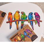UNIDRAGON - Puzzle in legno, ideale come regalo per adulti e bambini, forma unica, pappagalli giocosi, 44 x 25 cm, 193 pezzi, misura media