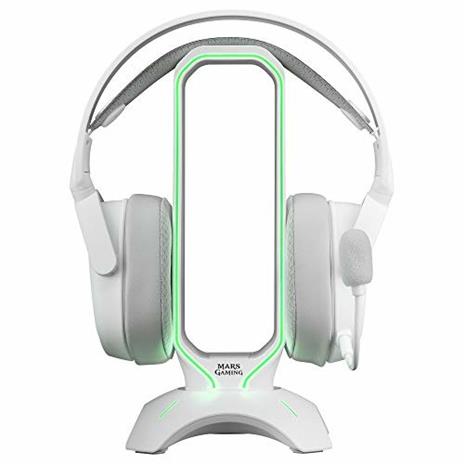 MARSGAMING Mars Gaming MHHXW, Supporto per Cuffie da Gioco RGB Flow + 2X USB 2.0, Bianco - 4