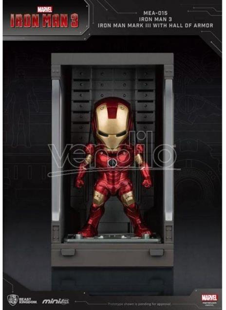 Iron Man 3 Statua Sala Delle Armature Mark Iii Figura 8cm Mini Uova Beast Kingdom