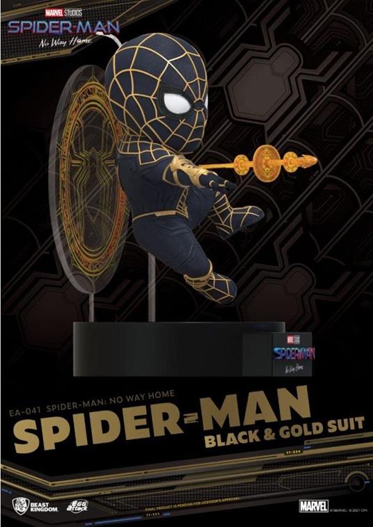 Spider-man: No Way Home Uova Attack Figura Spider-man Black & Gold Suit 18 Cm Beast Kingdom Toys