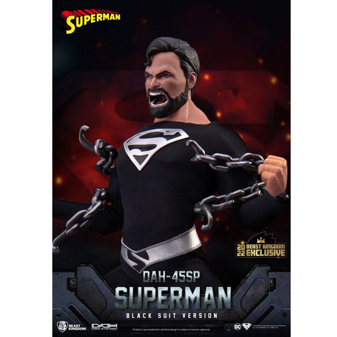 Dc Comics Dynamic 8ction Heroes Action Figura 1/9 Superman Black Suit 20 Cm Beast Kingdom Toys