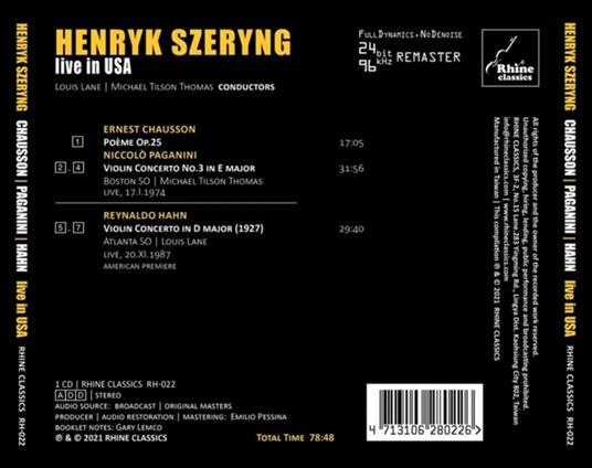 Live In Usa - CD Audio di Henryk Szeryng - 2