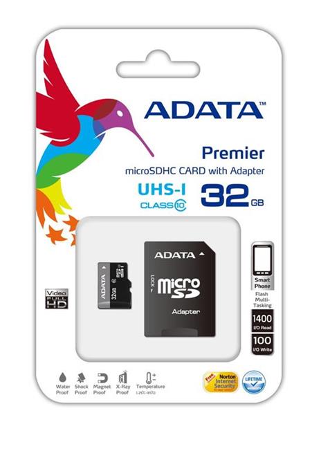 Memory Card microSD 32Gb ADATA SDHC (UHS-I Class4) m. Adapt. reta