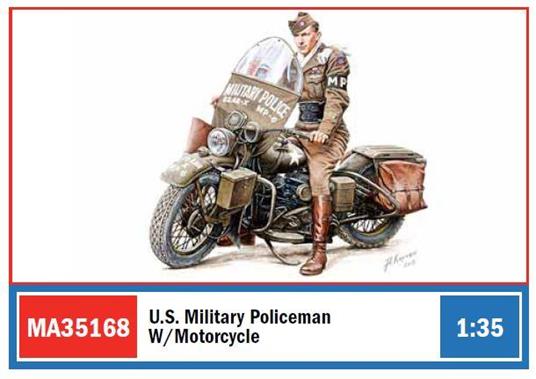 U.S. Military Policeman W/ Motorcycle Plastic Kit 1:35 Model Min35168 - 2