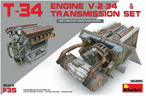T-34 Engine. Mini Art V-2-34 & Transmission Set. Scala 1/35 (MA35205