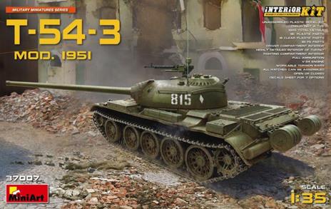 T-54-3 Soviet Medium Tank Mod.1951 Plastic Kit 1:35 Model Min37007