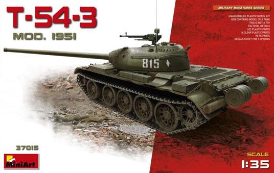 T-54-3 Soviet Medium Tank Mod 1951 Plastic Kit 1:35 Model Min37015
