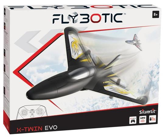 Flybotic by Silverlit-aereo radiocomandato X-Twin EVO, materiale memoria di forma giocattolo, radiocomandato per bambini e bambine, uso interno/esterno, ideale come regalo di compleanno, 85736 - 4