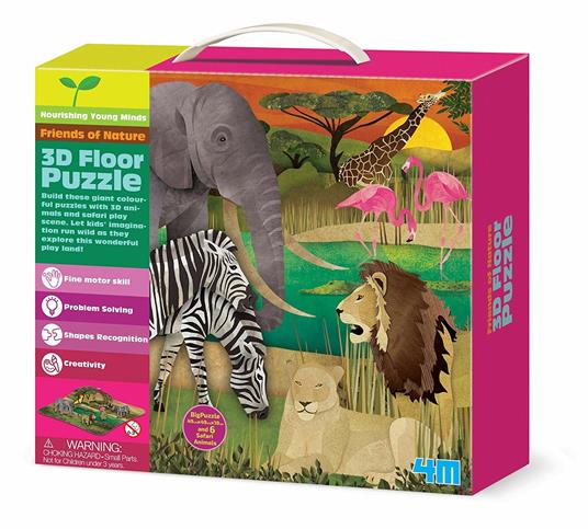 Puzzle Safari In 3D. 3D Floor Puzzles. Safari 4M Giochi Educativi - 3