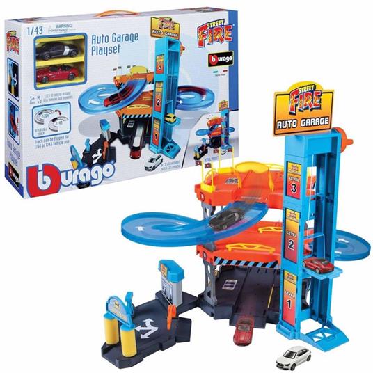 BBurago Garage Playset Street Fire Auto Pista Macchine Parcheggio Con 2 Macchine - 3