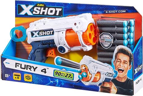 XSHOT- Pistola Fury 4 – Barilotto 4 Colpi, 16 Lame, Colore frecce, 36377 - 4