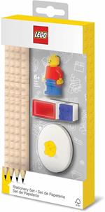 Set cartoleria LEGO con Minifigure, 4 matite graffite, 1 topper, 1 temperamatite e 1 gomma