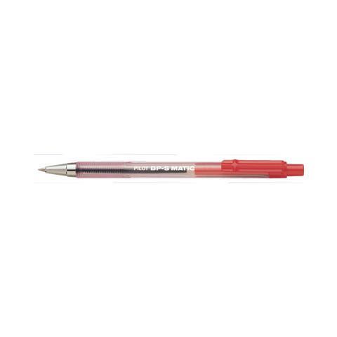 Penna a sfera a scatto Pilot BPS Matic rosso punta 1 mm. Confezione 12 pezzi