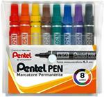 Marcatore permanente Pentel N50 punta tonda 4,3 mm. Confezione 8 colori assortiti