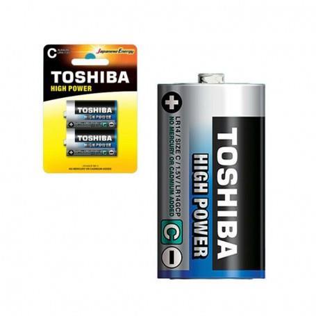 Blister 2 Pile Mezza Torcia Taglia C Lr14 Alcalina Da 1.5 Volt Toshiba High Power Lt14Gcpbp2