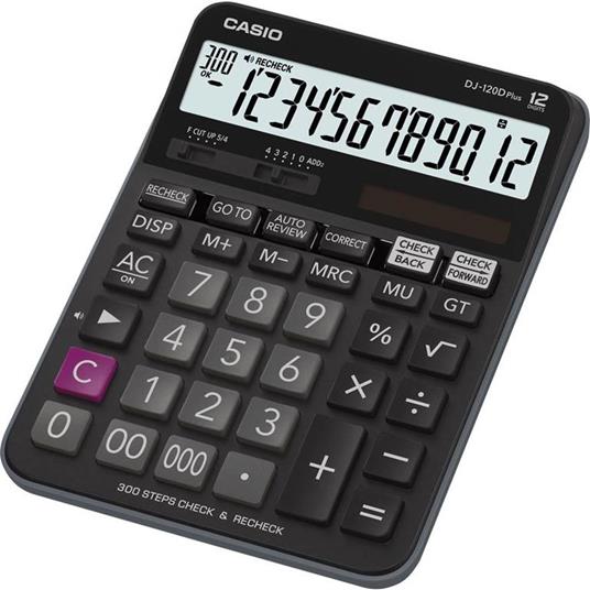 Calcolatrice da tavolo Casio DJ-120DPLUS Nero Display (cifre): 12 a energia  solare, a batteria (L x A x P) 144 x 34.6 x - Casio - Cartoleria e scuola