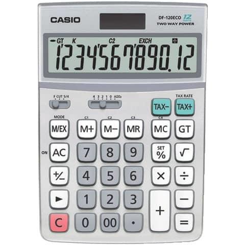 Calcolatrice da tavolo CASIO solare o batteria – display 12 cifre – grigio  DF-120ECO - Casio - Cartoleria e scuola