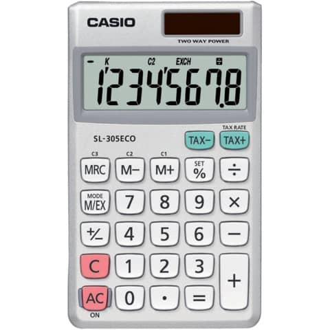 Calcolatrice scientifica CASIO tascabile BIG LC-display 8 cifre solare e  batteria Grigio – SL-305ECO - Casio - Cartoleria e scuola