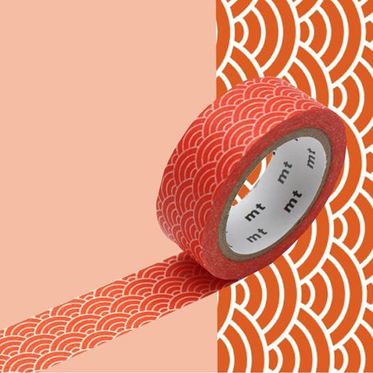 Nastro adesivo decorativo onda Seigaiha - Arancione - 1,5 cm x 7 m -  Masking Tape - Cartoleria e scuola