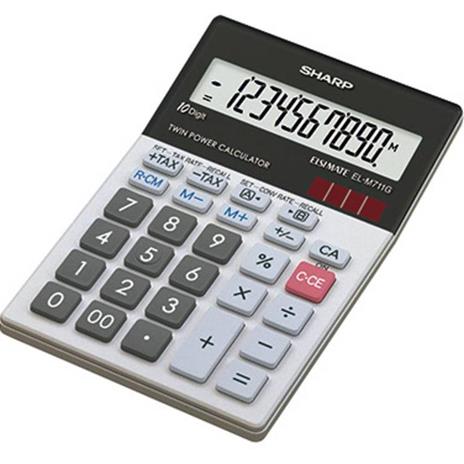 Calcolatrice da tavolo Sharp EL-M711G Nero, Bianco Display (cifre): 10 a energia solare, a batteria (L x A x P) 100 x - 2