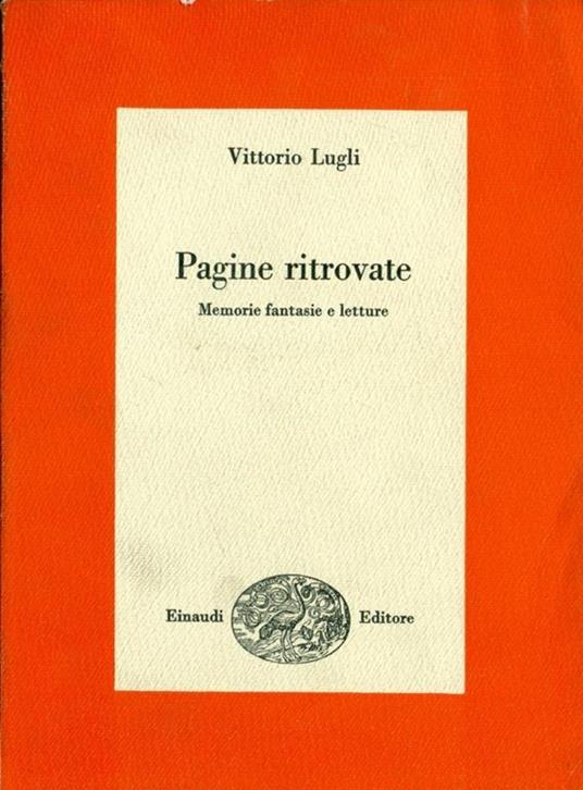 Pagine ritrovate - Vittorio Lugli - copertina