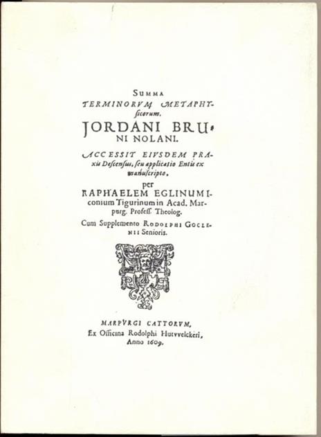 Summa terminorum metaphysicorum - Giordano Bruno - copertina
