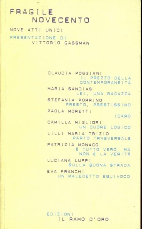 Fragile Novecento - Vittorio Gassman - copertina