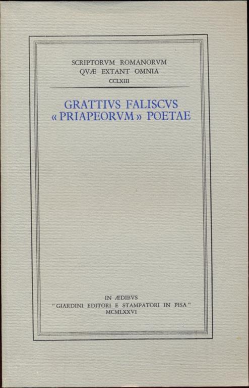 Grattius faliscus priapeorum poetae - copertina