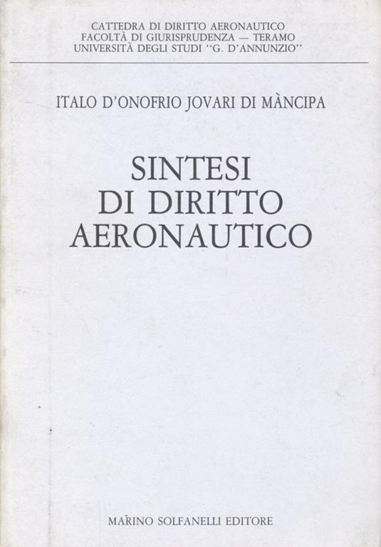 Sintesi di diritto aeronautico - copertina