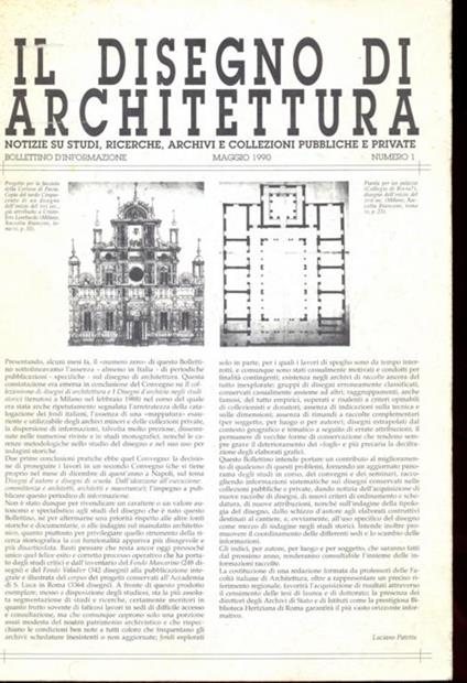 Il disegno di architettura. Num. 1 maggio 1990 - copertina