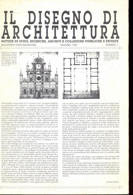 Il disegno di architettura. Num. 1 maggio 1990 - copertina
