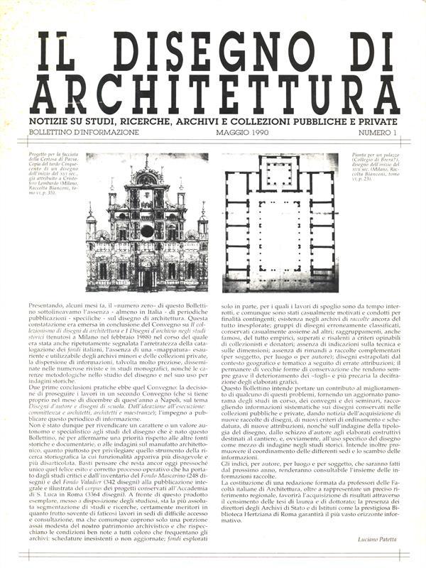Il disegno di architettura. Num. 1 maggio 1990