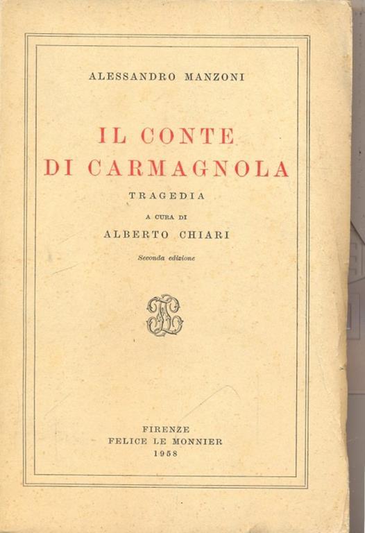 Il conte di Carmagnola - Alessandro Manzoni - copertina