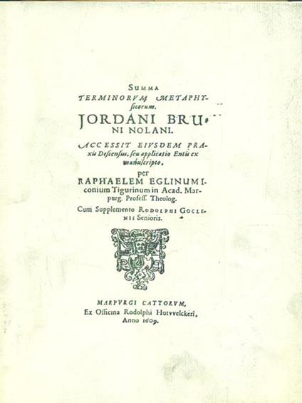 Summa terminorum metaphysicorum - Giordano Bruno - copertina