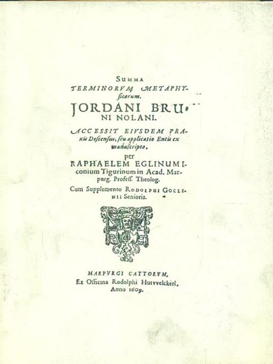 Summa terminorum metaphysicorum - Giordano Bruno - copertina