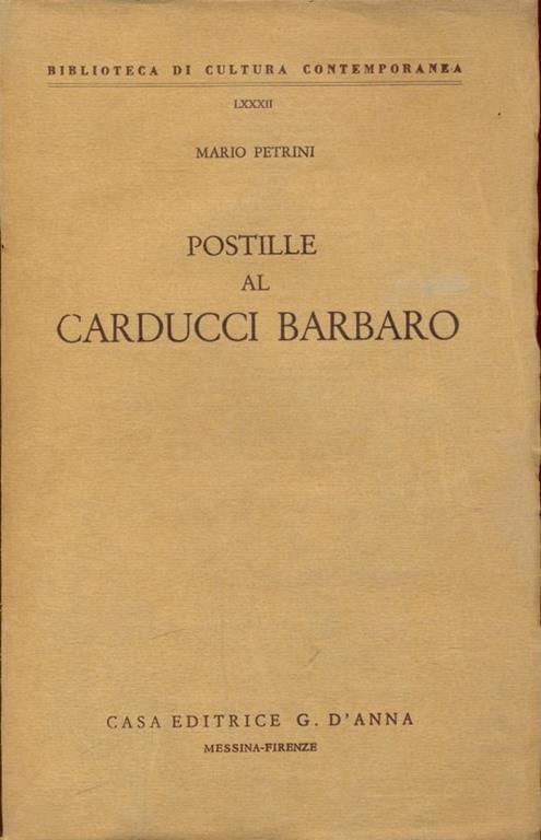 Postille al Carducci Barbaro - Mario Petrini - copertina
