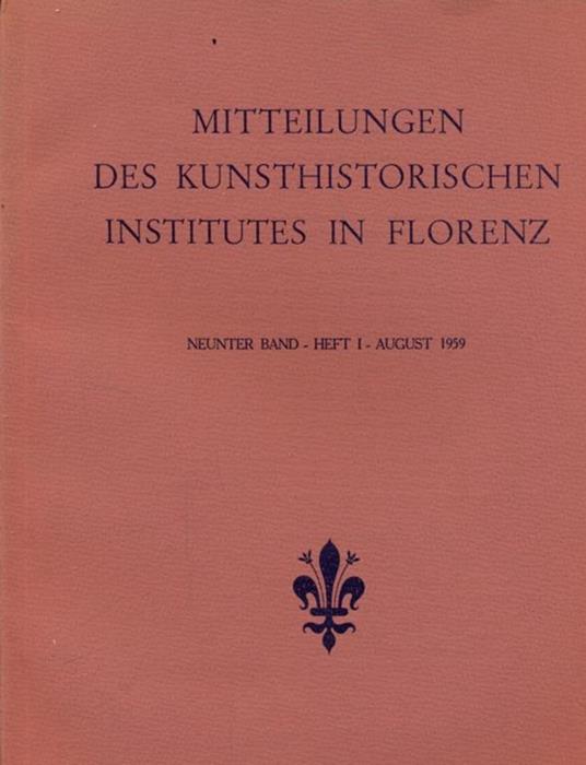 Mitteilungen des kunsthistorischen institutes in Florenz1959 - copertina